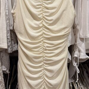 Elegant Cream Ruched Dress